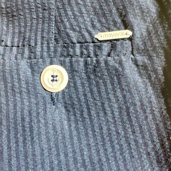 Mayoral Boys Navy Blue Tailor Lined Striped Shorts - Size 3 - Picture 4 of 5
